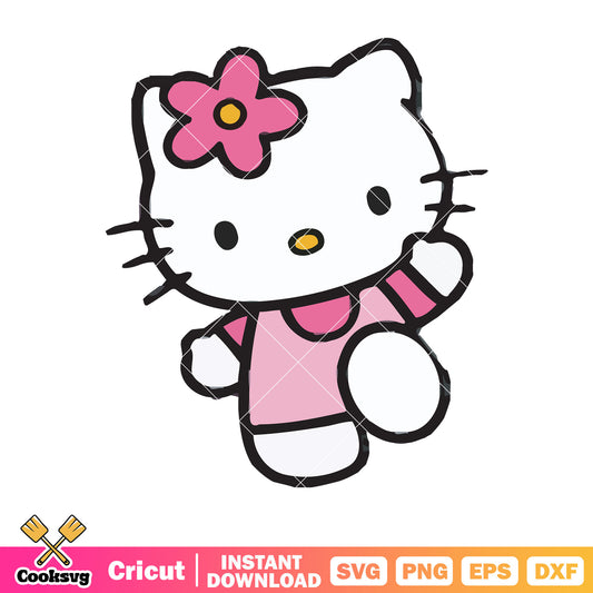 Pink flower bow tie hello kitty cartoon svg, pink hello kitty svg