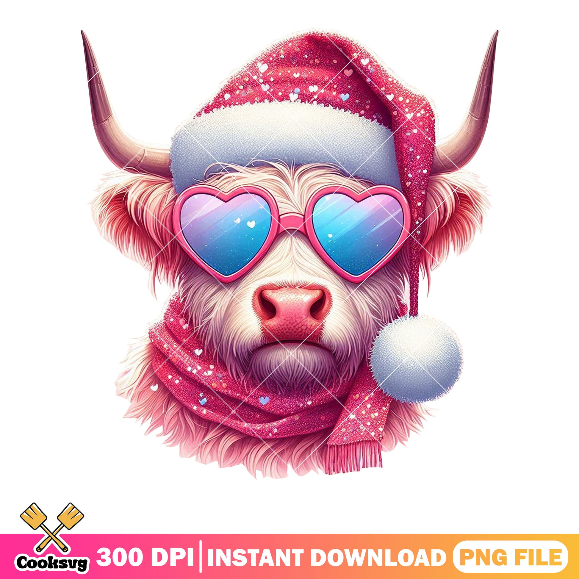 Pink fur highland cow png, strawberry pink png, funny cow png