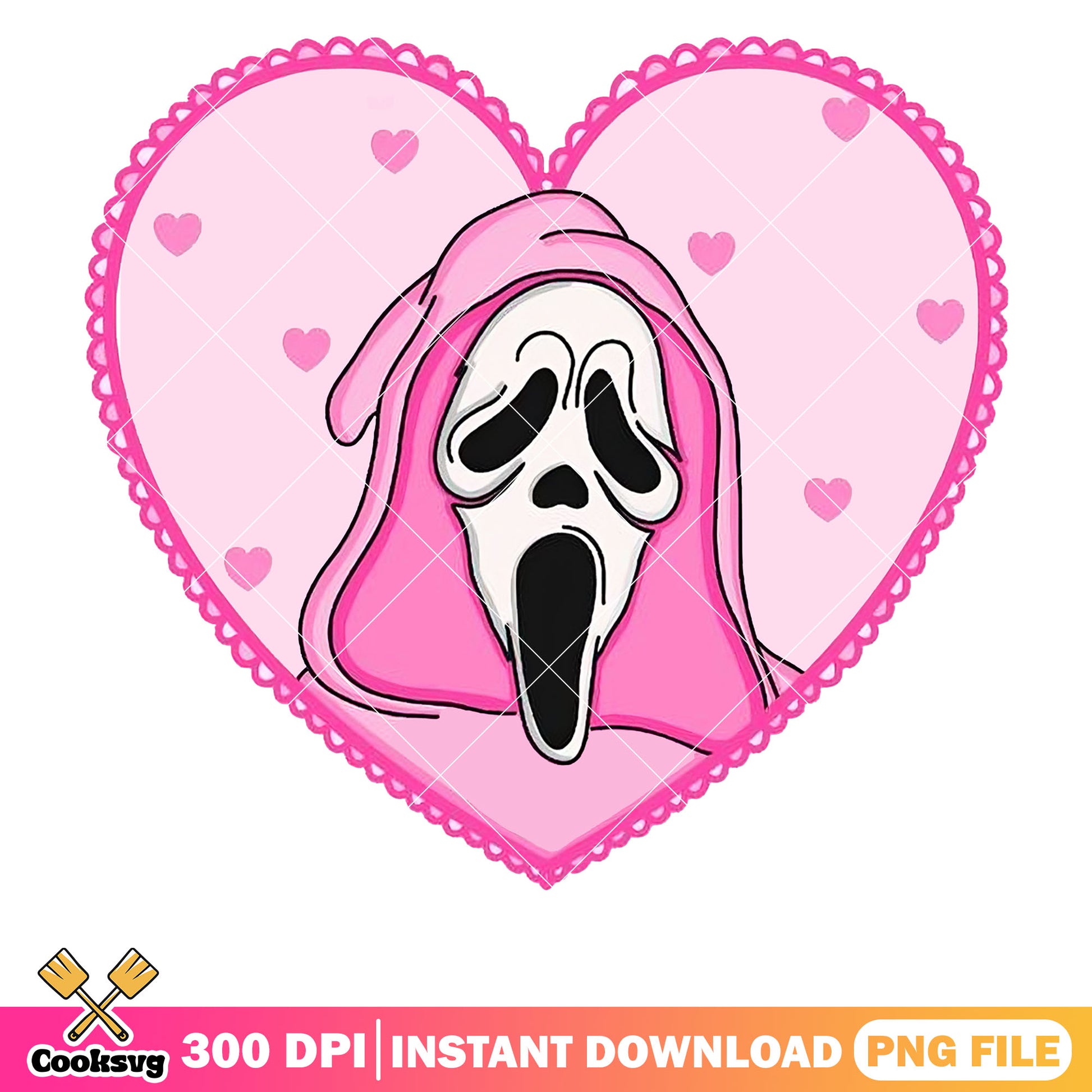 Pink ghost horror valentine png, pink valentine png, ghost valentine png