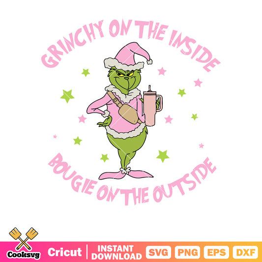 Pink grinch on the inside svg