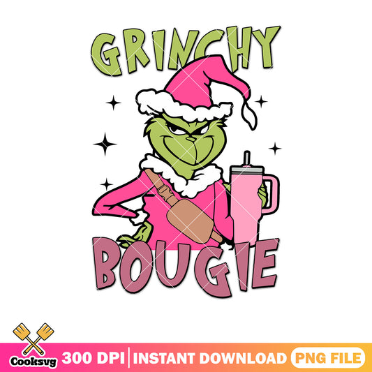 Pink grinchy bougie christmas png