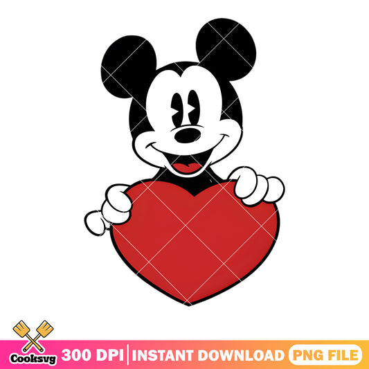Pink heart mickey valentine png, valentine day png, mickey mouse png