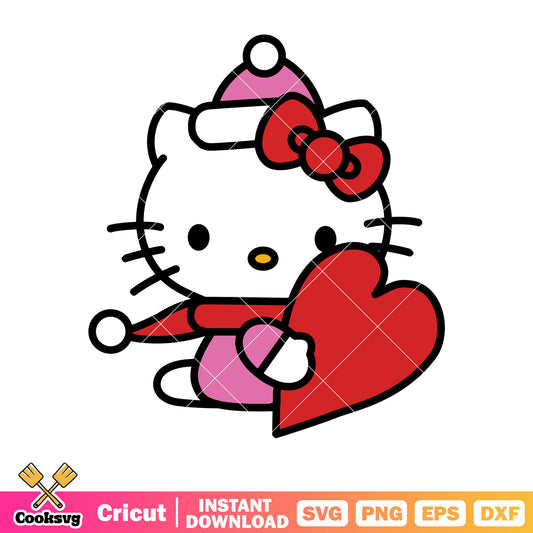 Pink hello kitty and red love svg, pink hello kitty svg, love hello kitty svg