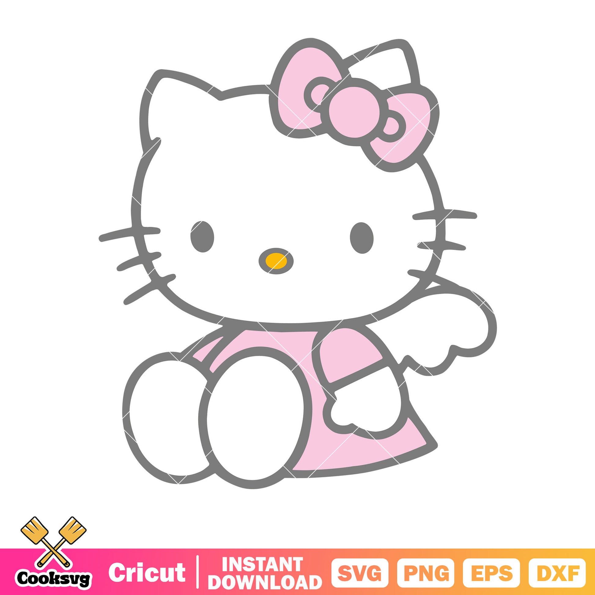 Pink hello kitty angel svg file, pink hello kitty svg, kitty cat svg