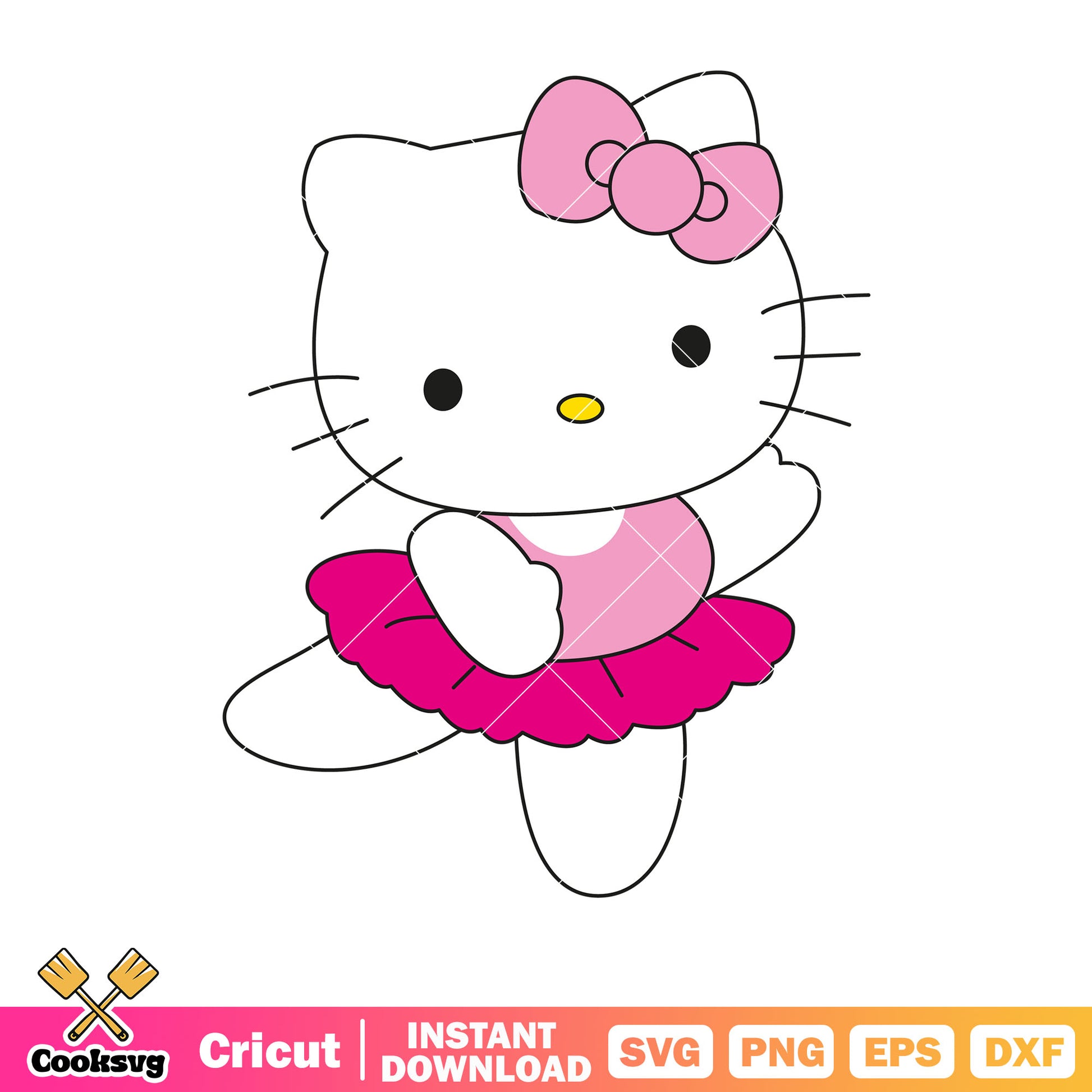 Pink hello kitty ballet dance svg, pink hello kitty svg