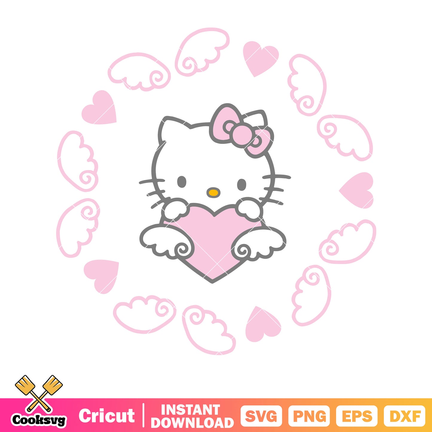 Pink hello kitty cartoon love svg, pink hello kitty svg