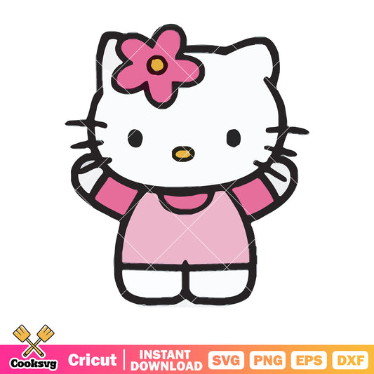 Pink hello kitty costume svg, hello kitty costume svg, kitty cat svg