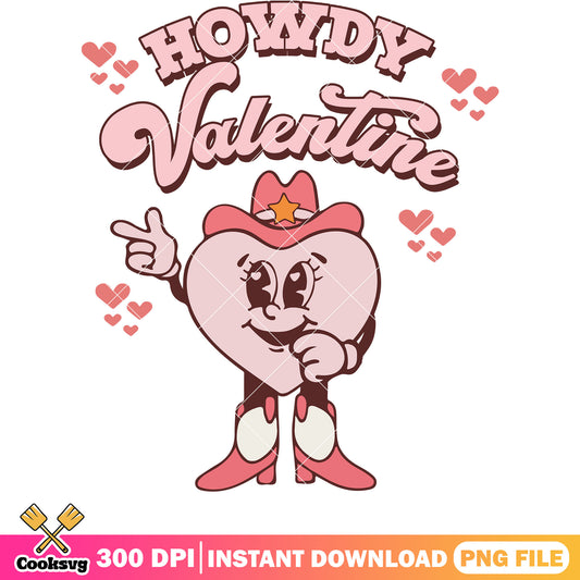 Pink howdy valentine love png, pink valentine png, howdy valentine png