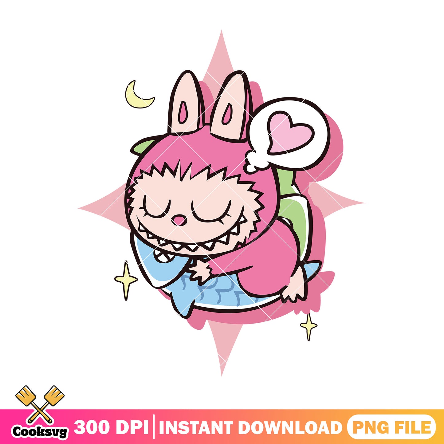 Pink labubu are sleeping png, pink labubu png, cute labubu png