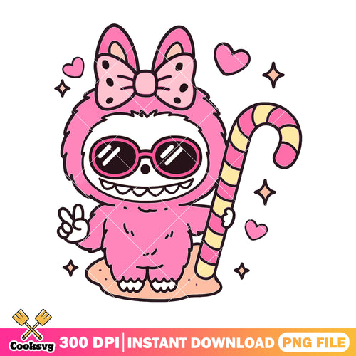 Pink labubu candy png, labubu popmart png, labubu doll png