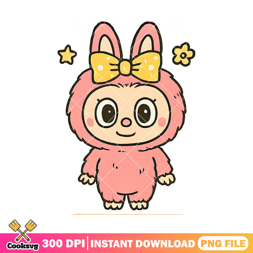 Pink labubu design png, labubu cute png, labubu monster png
