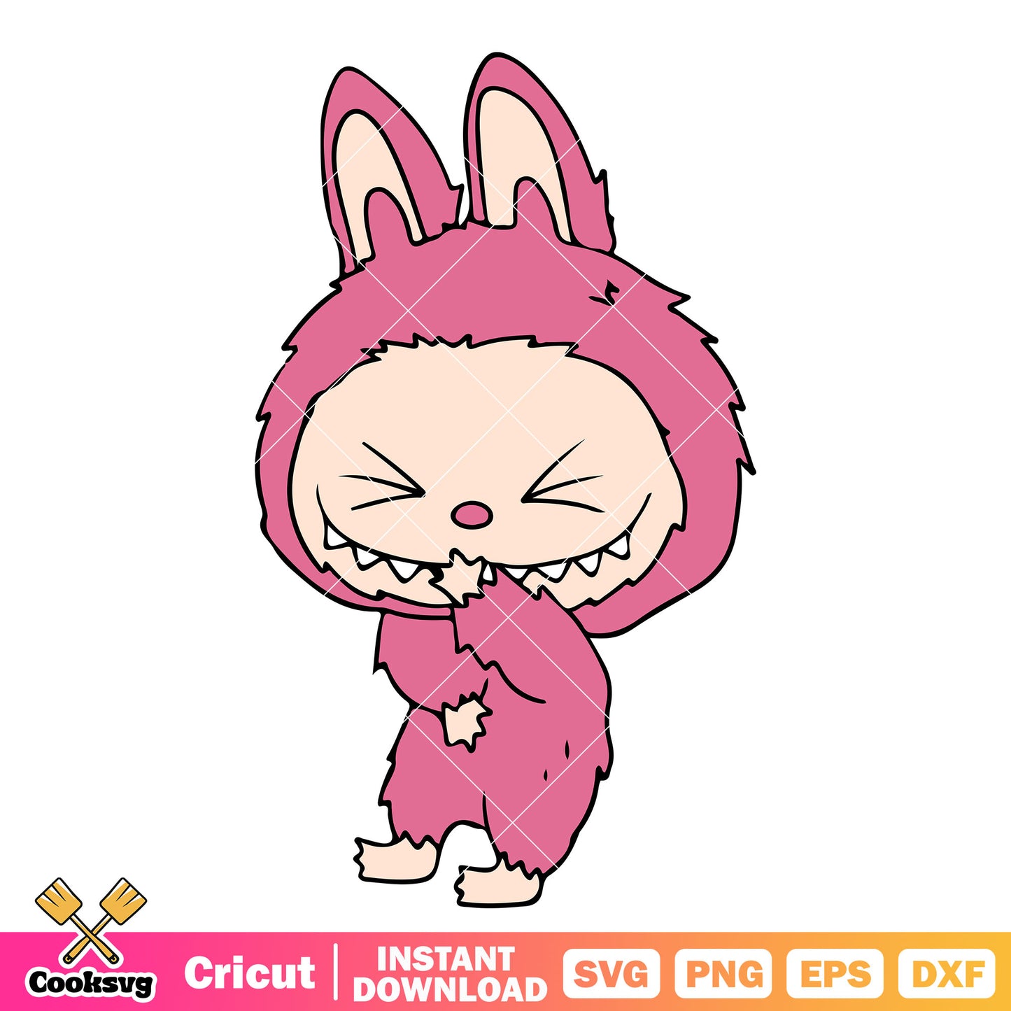 Pink labubu giggle svg, cute labubu svg, labubu popmart svg