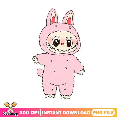 Pink labubu illustration png, labubu cute png, big labubu png