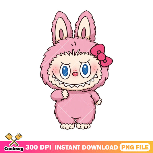 Pink labubu monster design png, labubu popmart png, labubu girl png