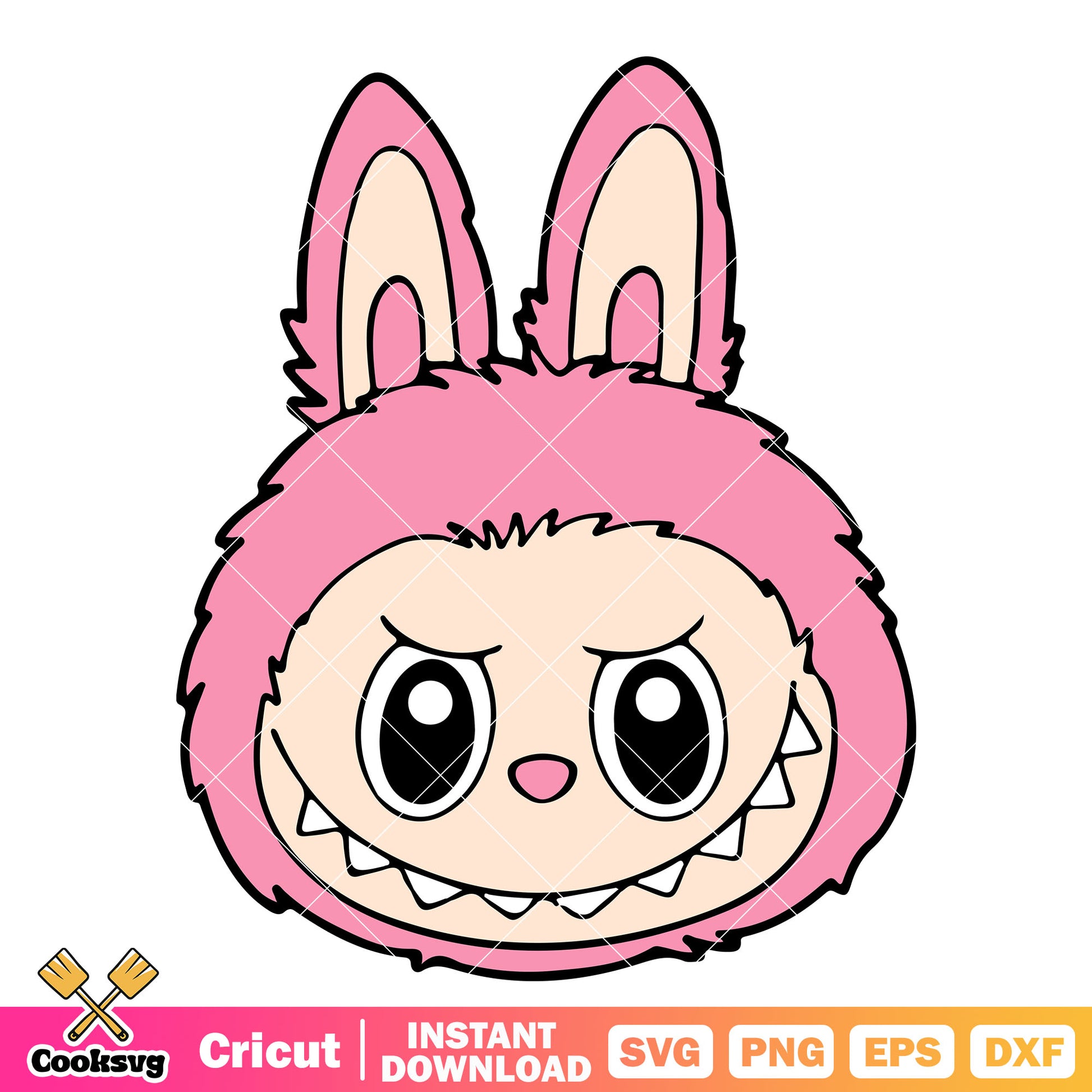Pink labubu monster head svg, pink labubu svg, labubu monster svg