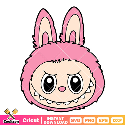 Pink labubu monster head svg, pink labubu svg, labubu monster svg