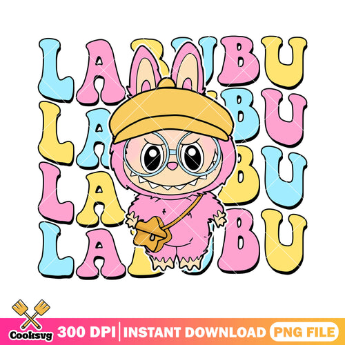 Pink labubu png, labubu hat png, labubu pink png