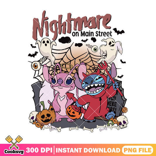 Pink stitch and blue stitch png, halloween happy png, stitch disney png