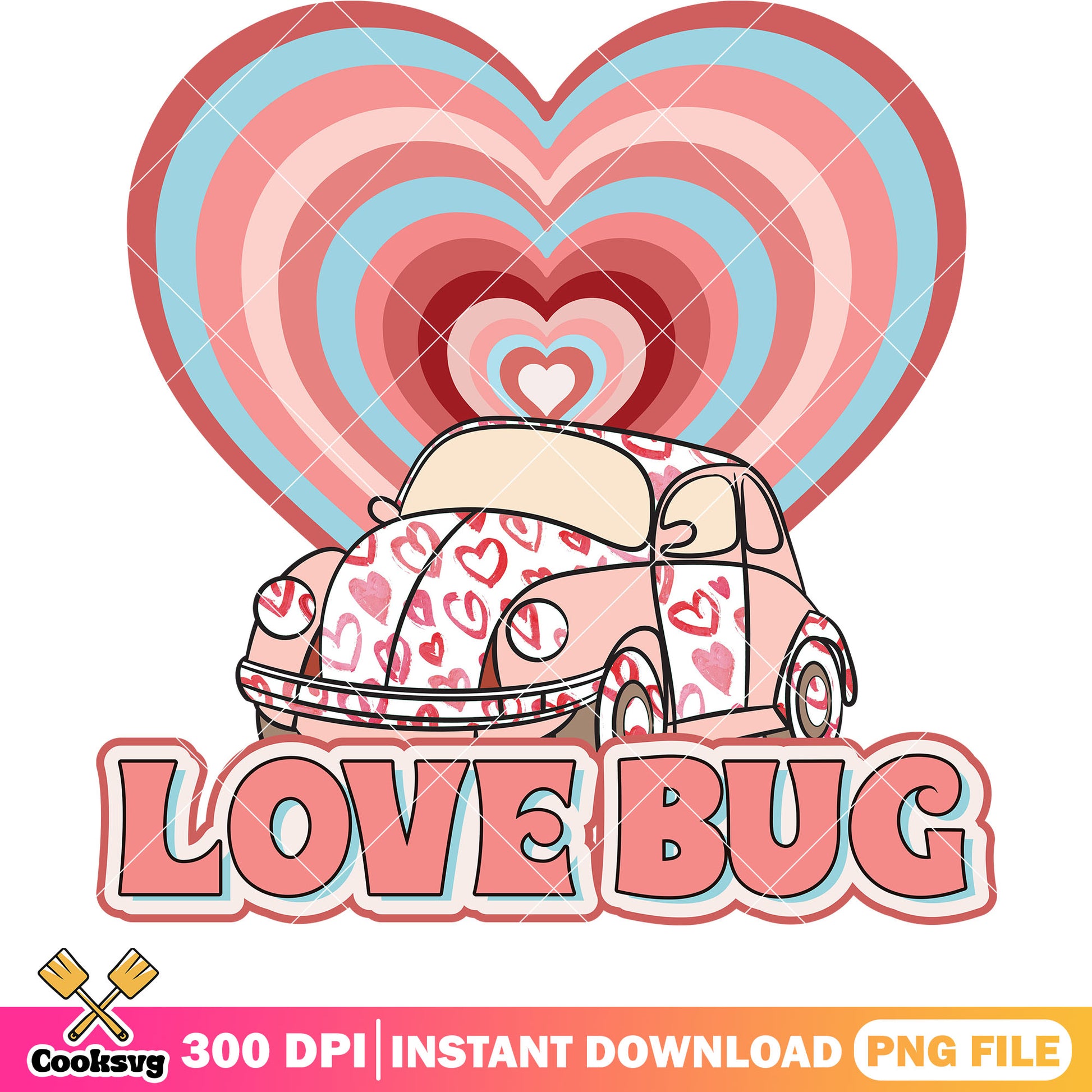 Pink valentine car love bug png, valentine car png, pink valentine png