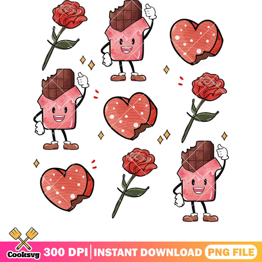 Pink valentine chocolate love png, chocolate valentine png