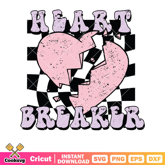 Pink valentine heart breaker svg, pink valentine svg, heart breaker svg