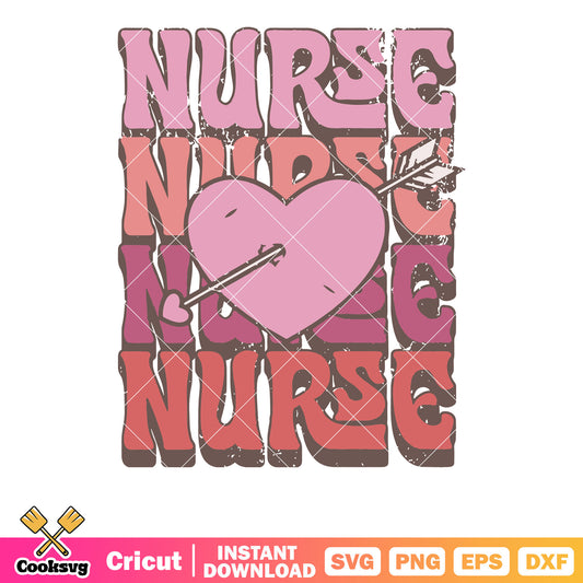 Pink valentine heart nurse svg, pink valentine svg, nurse valentine svg