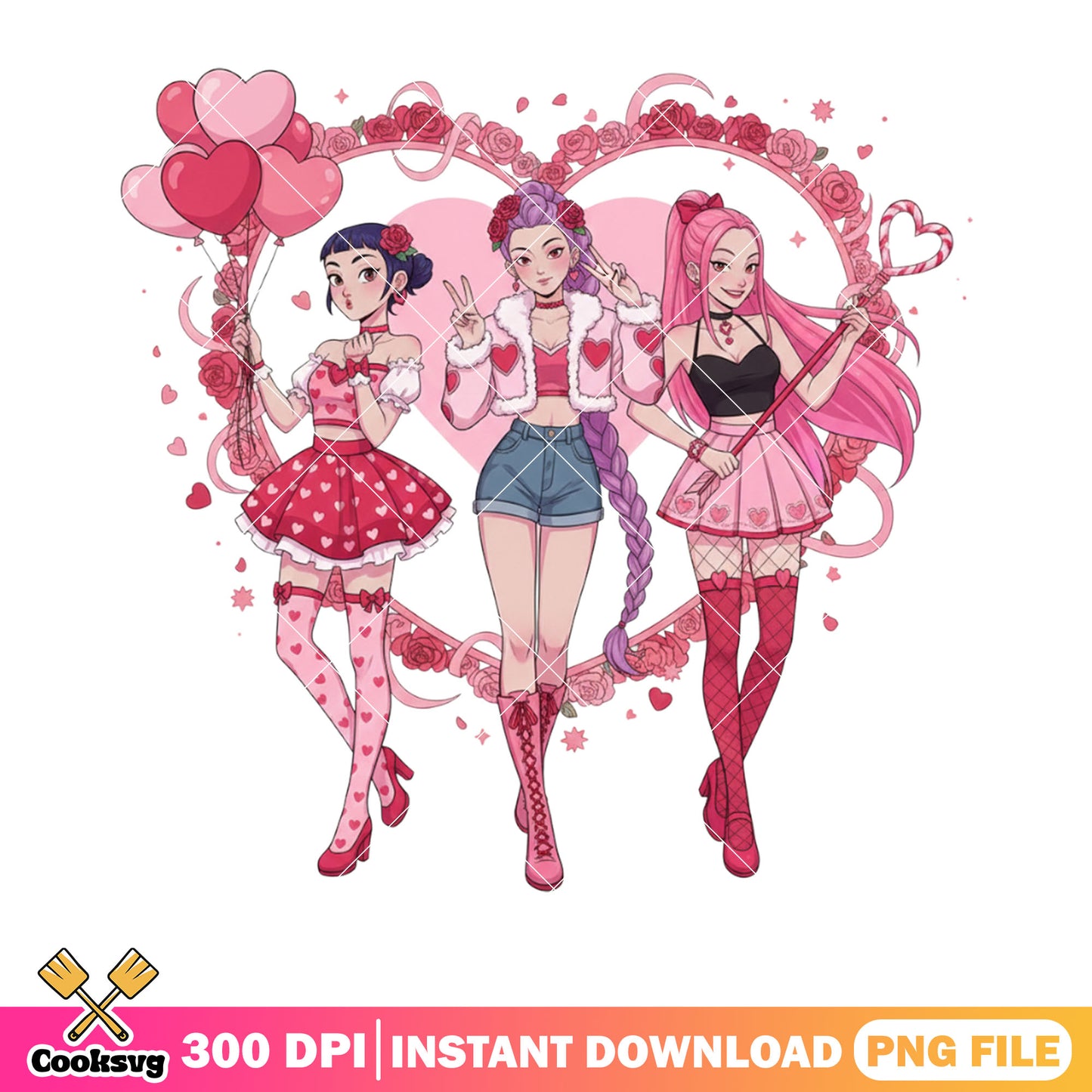 Pink valentines kpop huntrix png, kpop movies png, valentine heart png