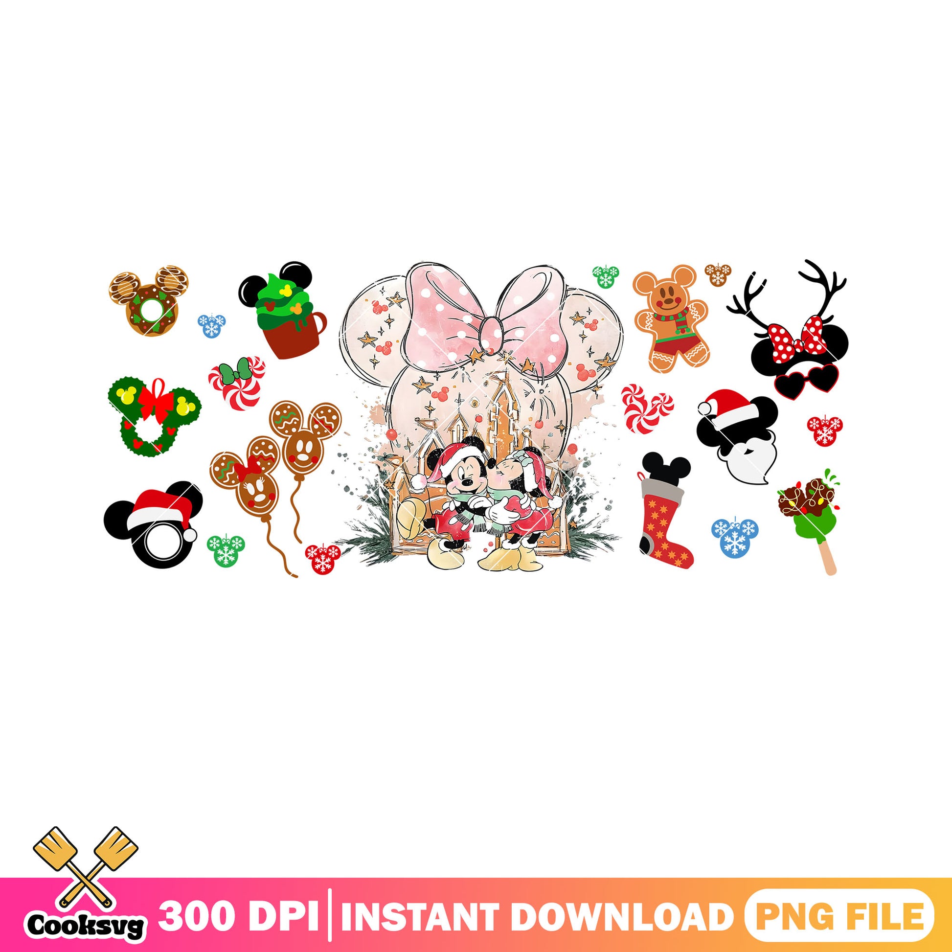 Pinky christmas kiss png, minnie mouse png, disney christmas png