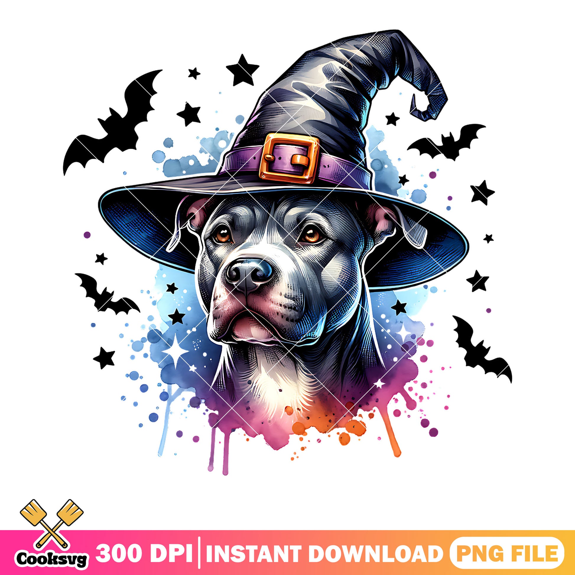 Pitbull the witch png, scary bats png, scary halloween png