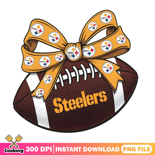 Pittsburgh Steelers Football Bow PNG, Steelers NFL PNG, Football PNG