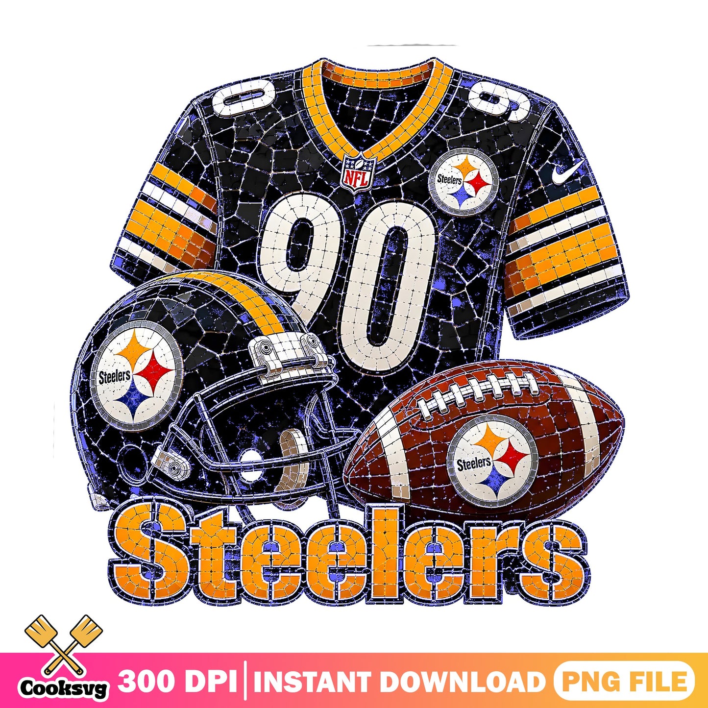 Pittsburgh Steelers Mosaic PNG, NFL Football Team PNG, Steelers Jersey PNG