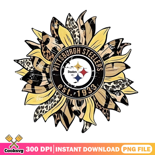 Pittsburgh Steelers Sunflower Leopard PNG, NFL PNG, Football PNG