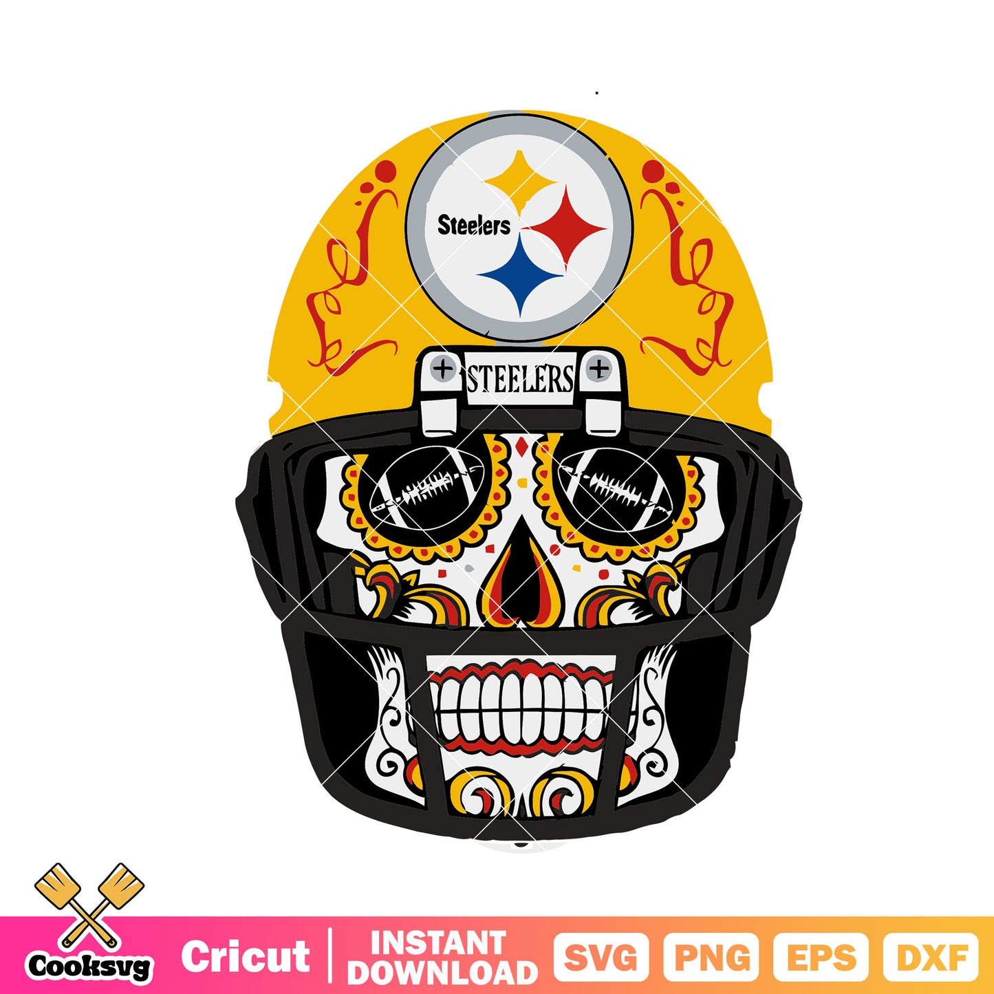 Pittsburgh mexico skull svg, steelers svg, nfl helmets svg