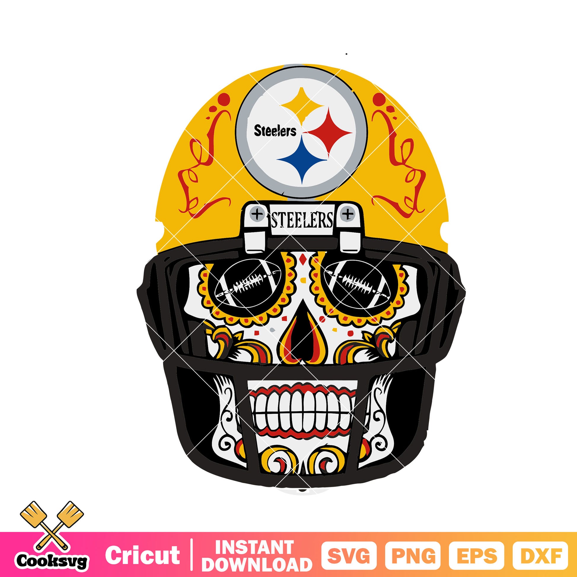 Pittsburgh mexico skull svg, steelers svg, nfl helmets svg