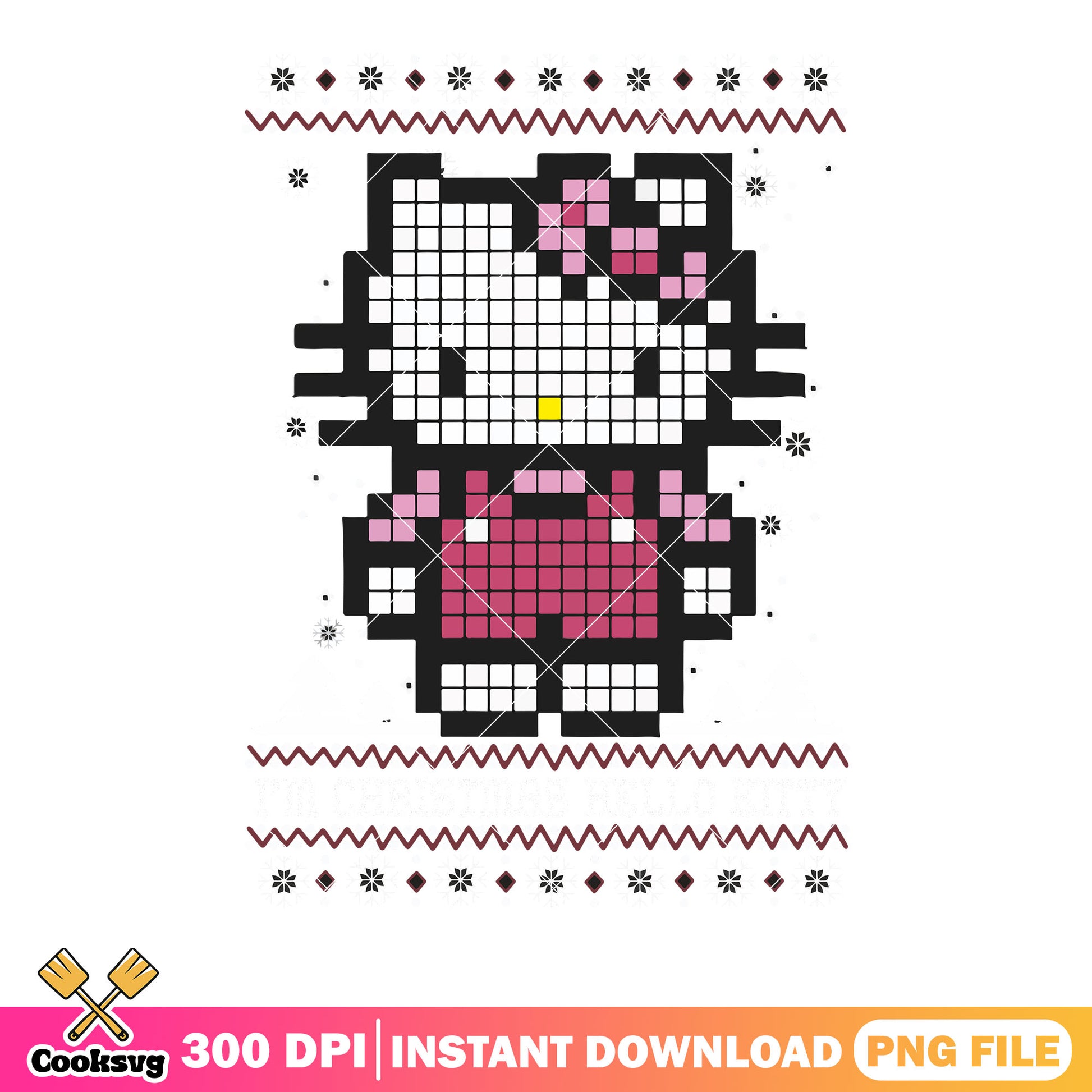 Pixel christmas hello kitty png, hello kitty png, christmas vibes png