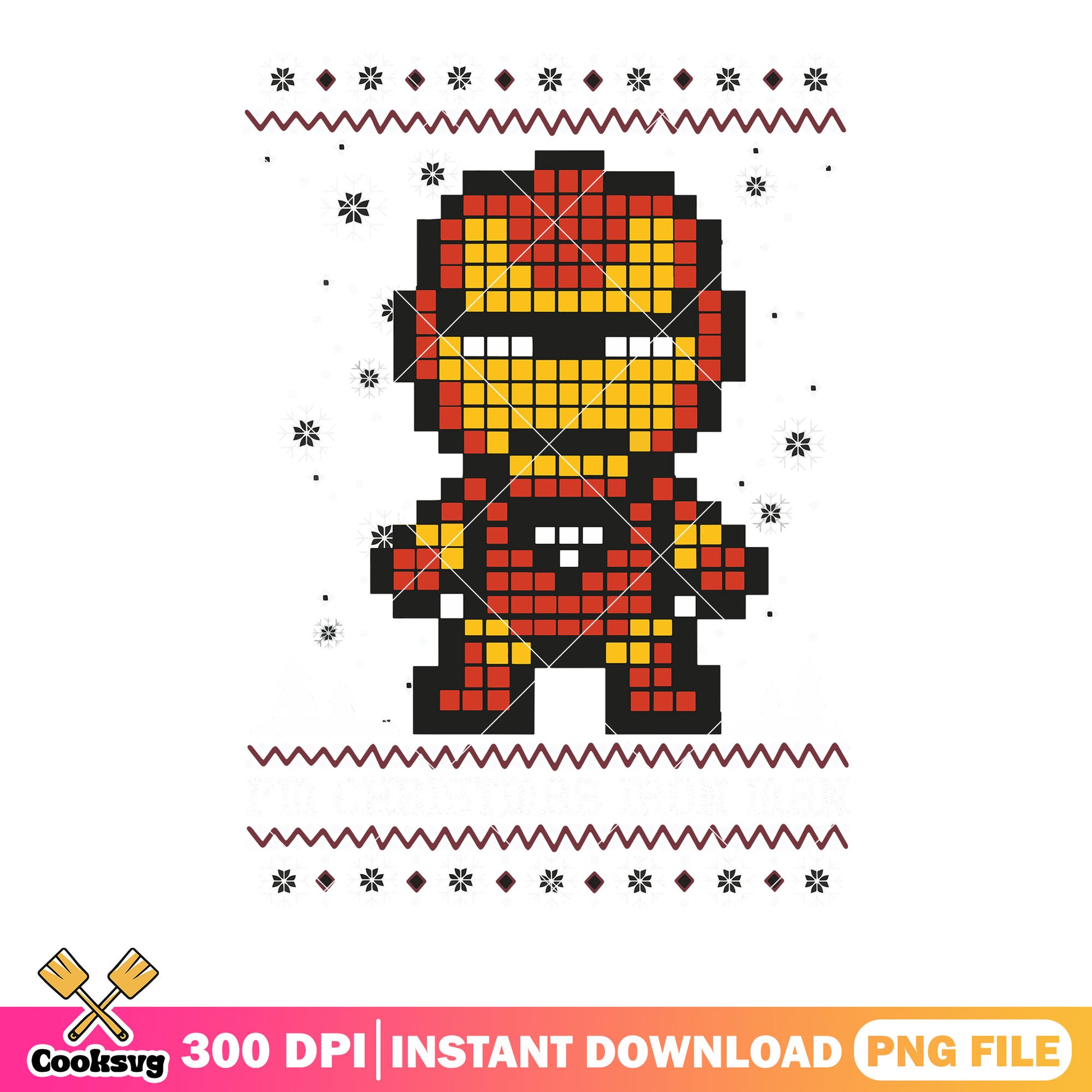 Pixel christmas iron man png, iron man png, christmas vibes png