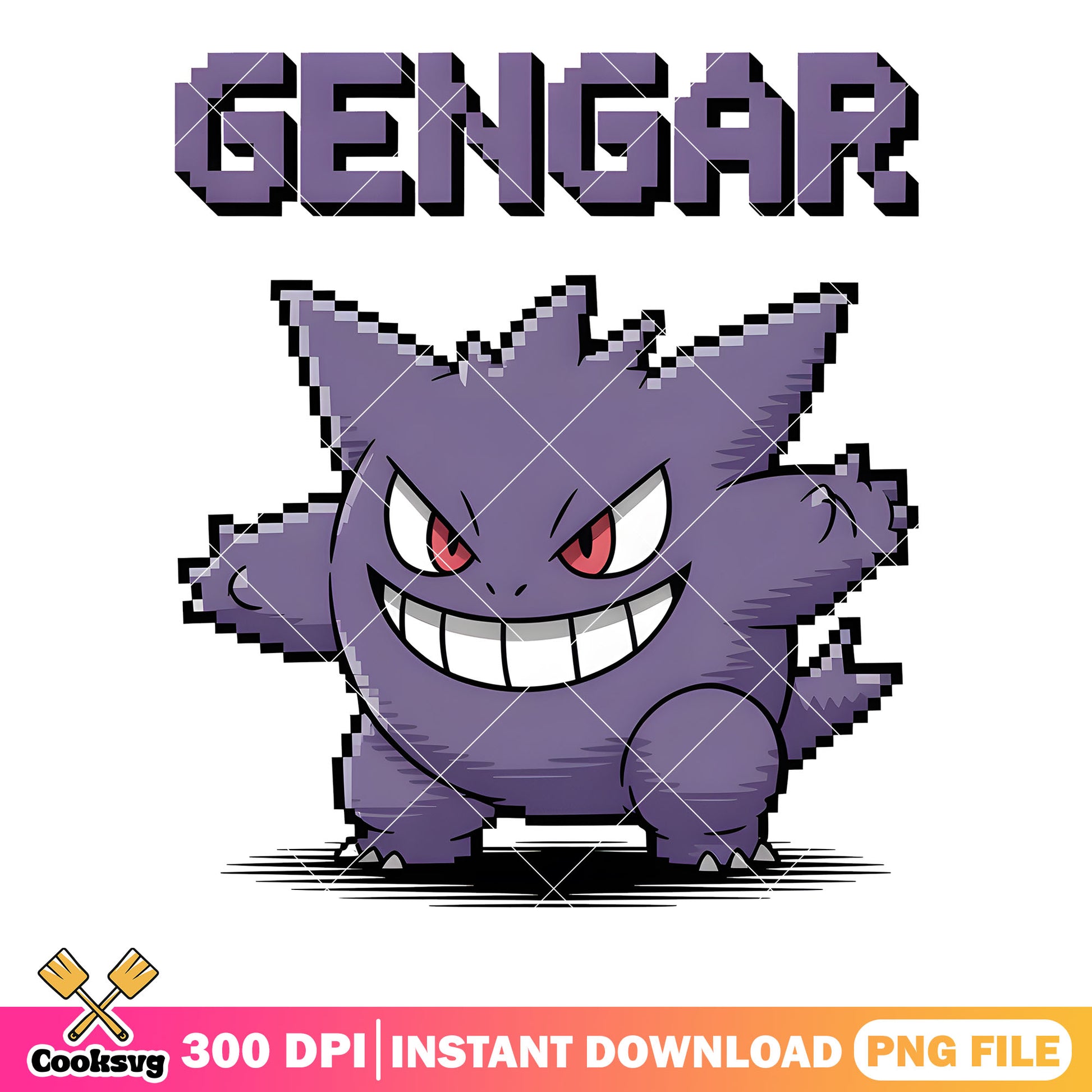 Pixel gengar poster pokemon png, pokemon poster png, gengar png