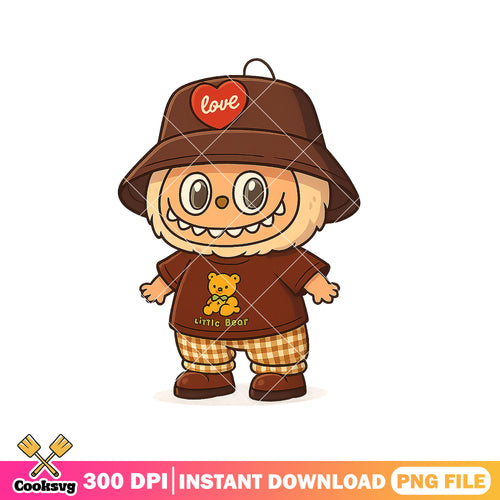 Playful bear kid png, labubu costumes png, cute dolls png