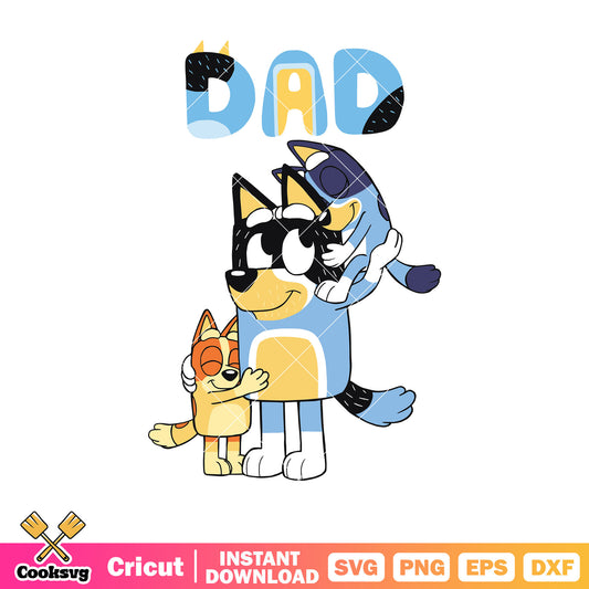 Playing son and daughter bluey dad svg, bluey family svg, bluey figures​ svg