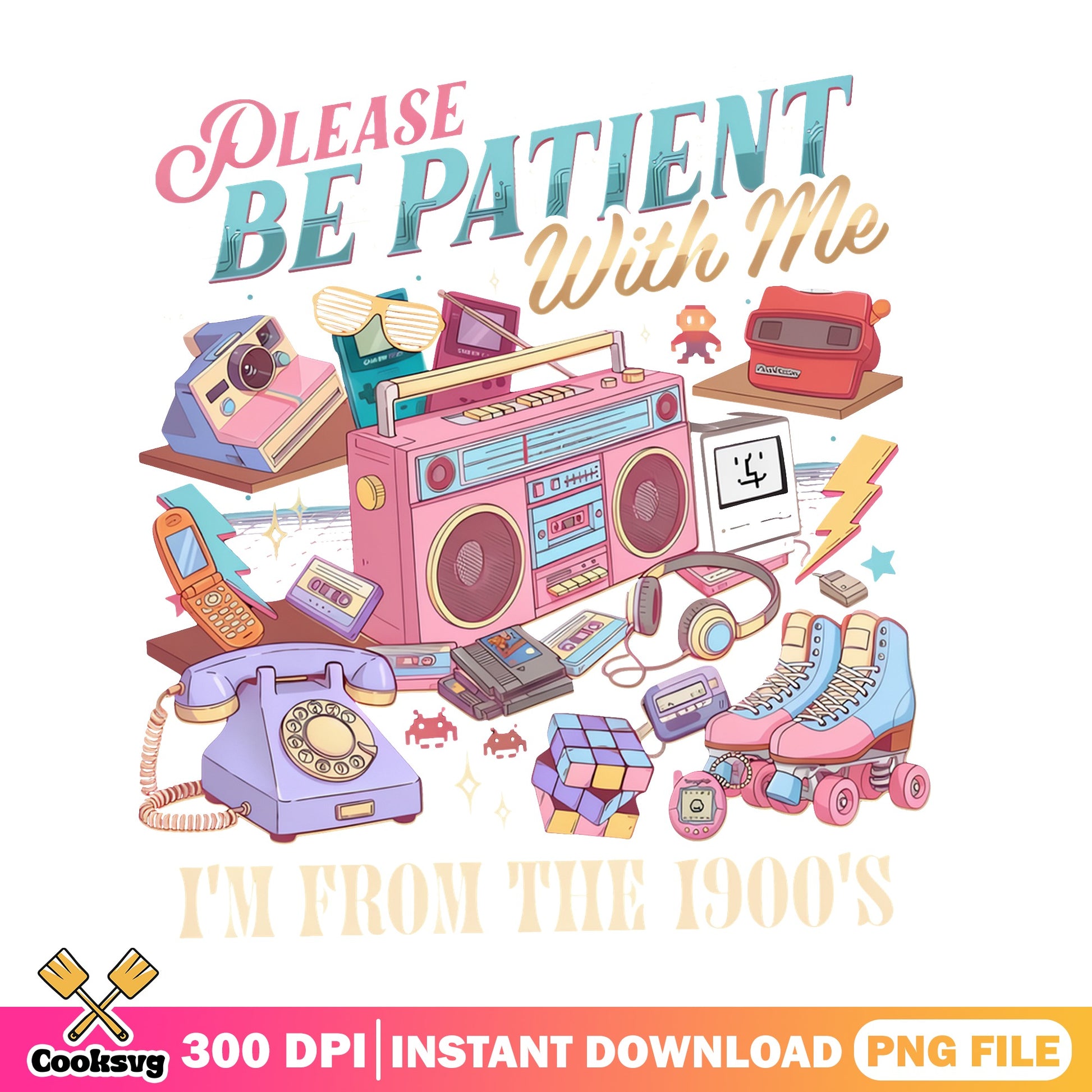 Please Be Patient With Me PNG, Retro 90s PNG, Funny Quote PNG
