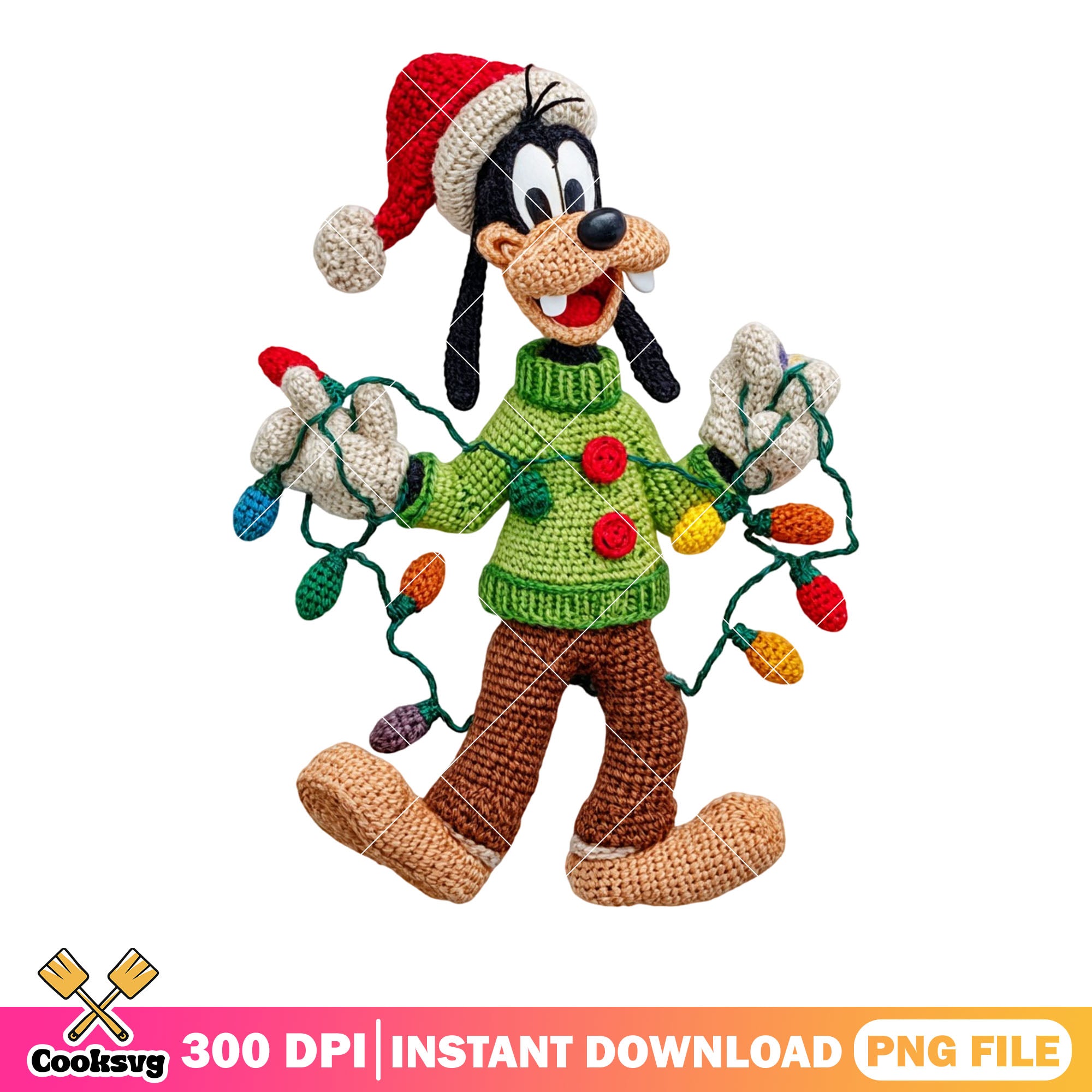 Plush toy goofy santa png, disney Christmas png, christmas stringlight ...