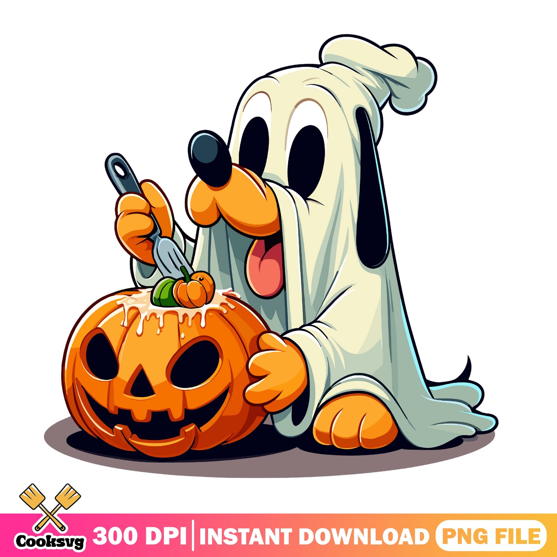 Pluto Ghost Halloween PNG, Disney Halloween PNG, Pumpkin PNG