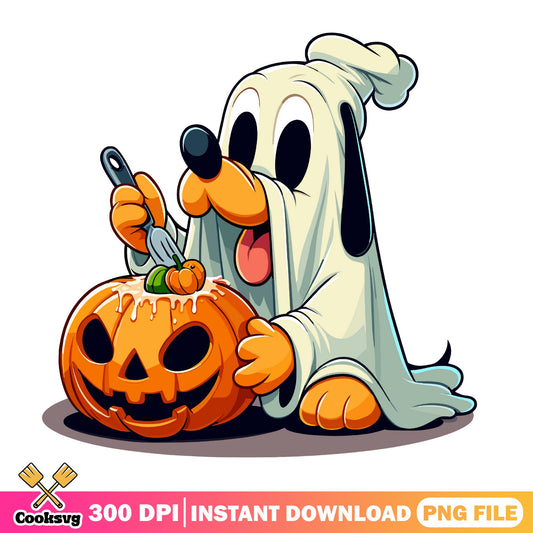 Pluto Ghost Halloween PNG, Disney Halloween PNG, Pumpkin PNG