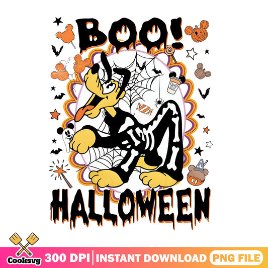 Pluto Halloween Skeleton PNG, Disney Boo Halloween PNG, Mickey PNG
