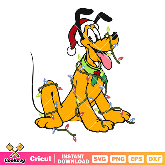 Pluto christmas lights disney svg