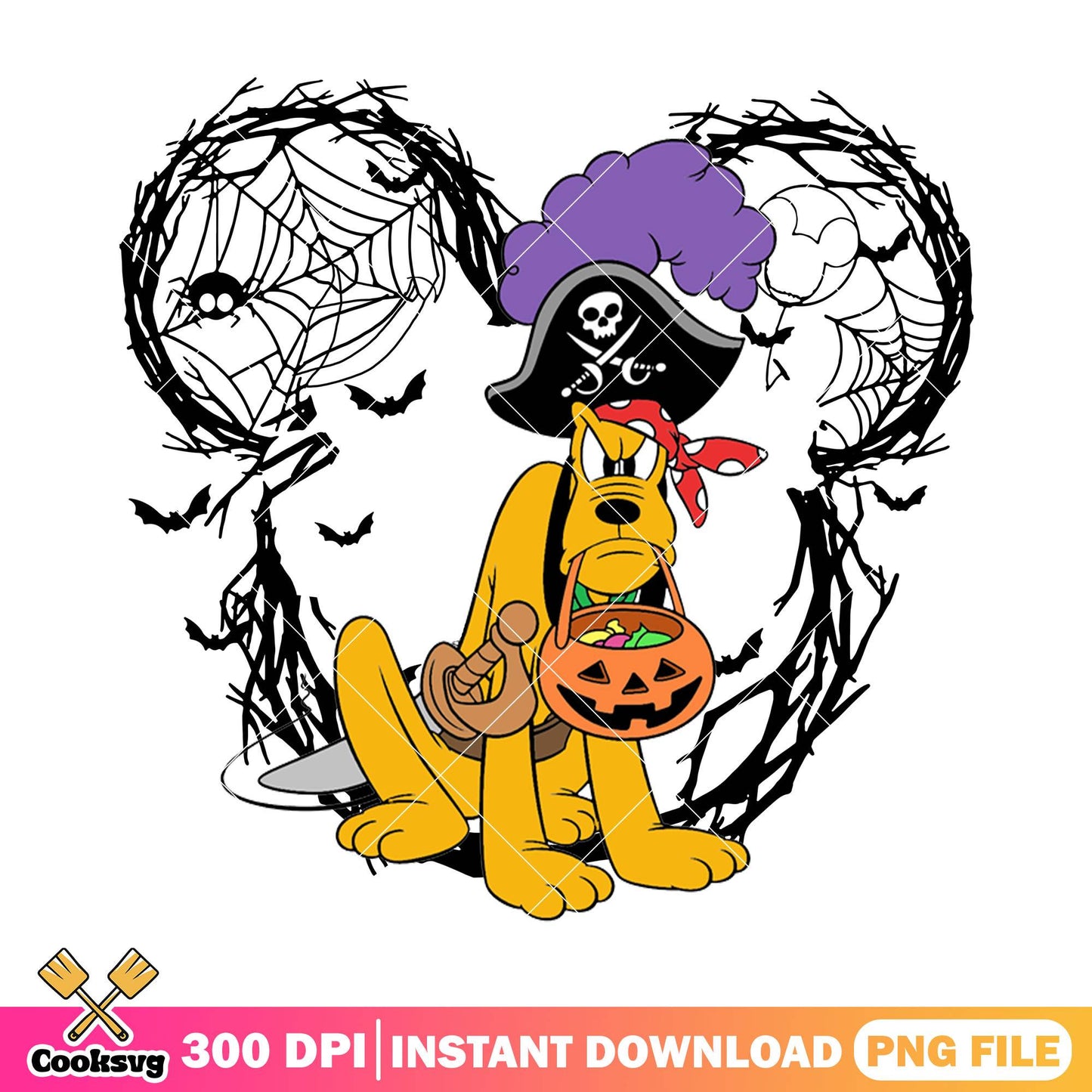 Pluto cosplay pirate design png, disney pluto png, happy halloween png