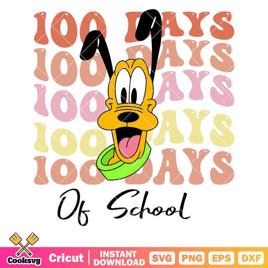 Pluto disney 100 days of school svg, disney school​ svg, back to school svg