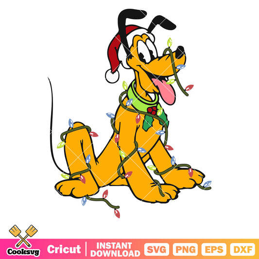 Pluto disney christmas lights svg