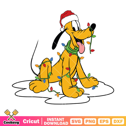 Pluto dog christmas lights disney svg