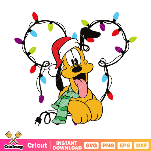 Pluto dog mickey head christmas svg